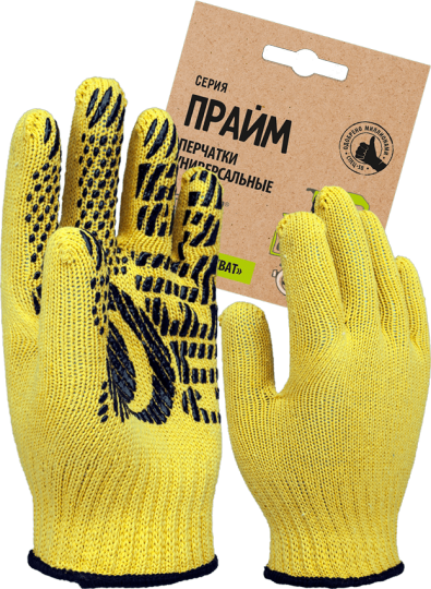 Перчатки трикотажные с ПВХ ПРАЙМ СПЕЦ-SB® желтые