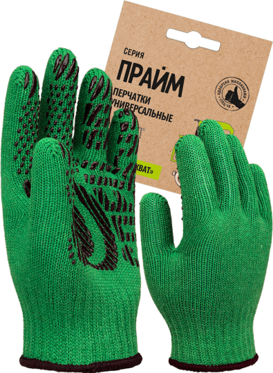 Перчатки трикотажные с ПВХ ПРАЙМ СПЕЦ-SB® зеленые