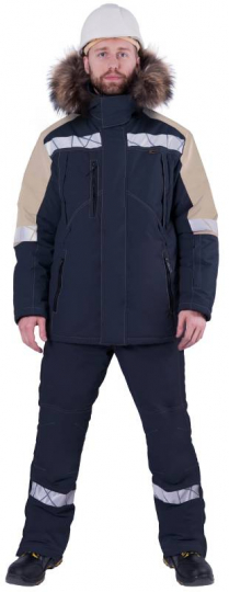 Куртка ХАЙ-ТЕК SAFETY зимняя (синий-бежевый)