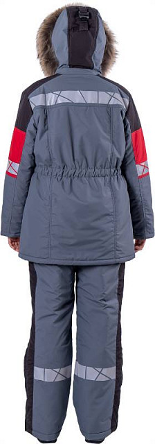Куртка ХАЙ-ТЕК SAFETY зимняя женская (серый-чёрный-красн.)